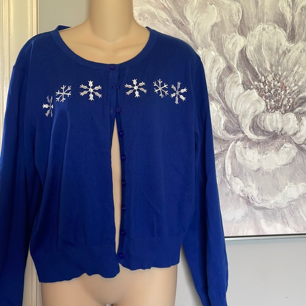 SOLD Royal Monk Go With the Snowflake Cardigan Sz. 3XL